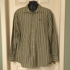 VTG Enyce Clothing Co Mens XL Cotton Green Stripe Button Down Long Sleeve Shirt